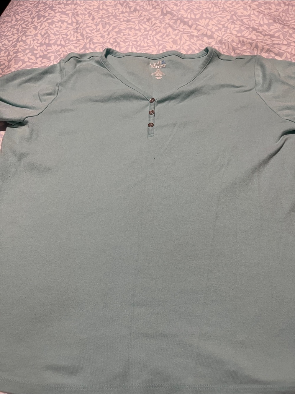 Women’s croft & barrow Light Teal Short-Sleeve Henley Top